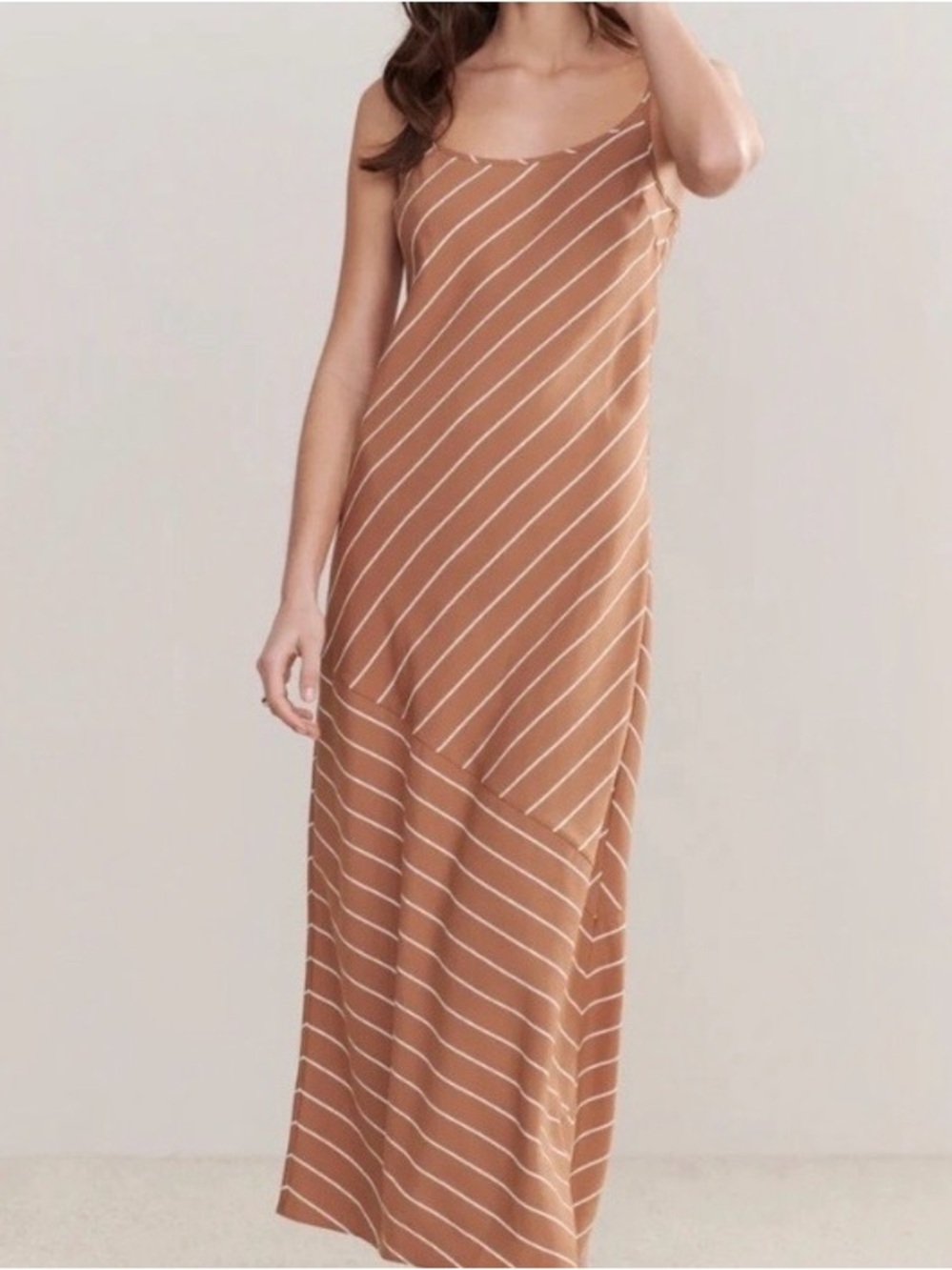 Jenni Kayne Kendall Slip Dress Sz S Terracotta/White Striped Pattern Adjustable